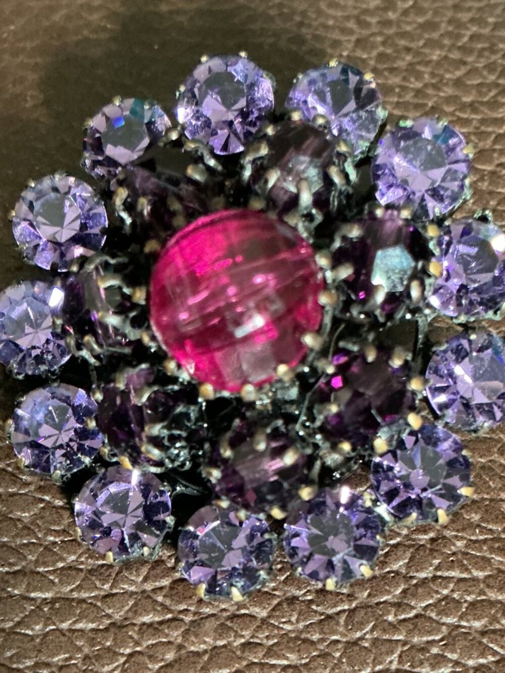 Vintage Mid-Century Layered Rhinestone Costume Jewelry Brooch